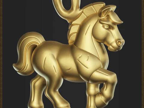 Stylized Horse Charm 3D Print Model