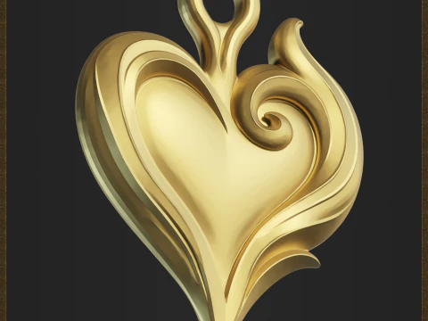 Romantic Heart Pendant 3D Print Model