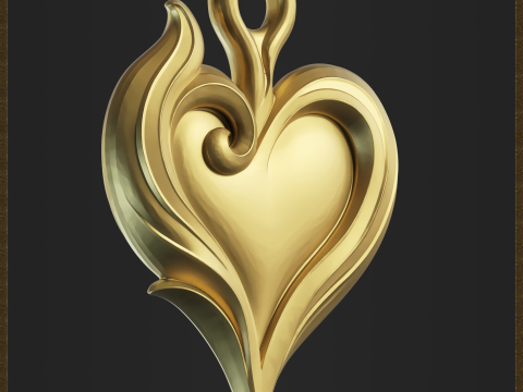 Romantic Heart Pendant Modèles 3D en vedette