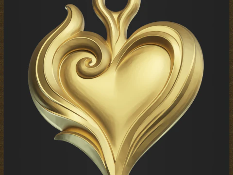 Romantic Heart Pendant 3D Print Model