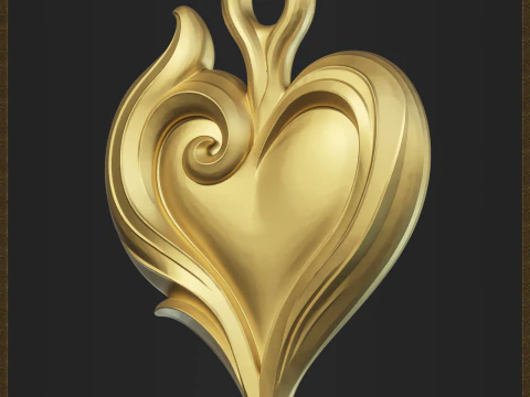 Romantic Heart Pendant 3D Print Model