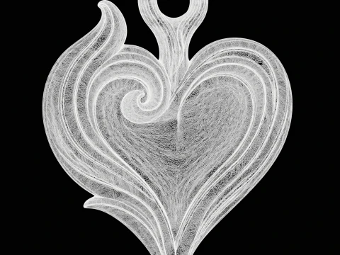 Romantic Heart Pendant 3D Print Model