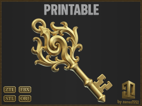 Decorative Key Charm 3D Принт Модель