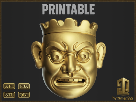 Angry Japan Mask Figurine 3D Принт Модель