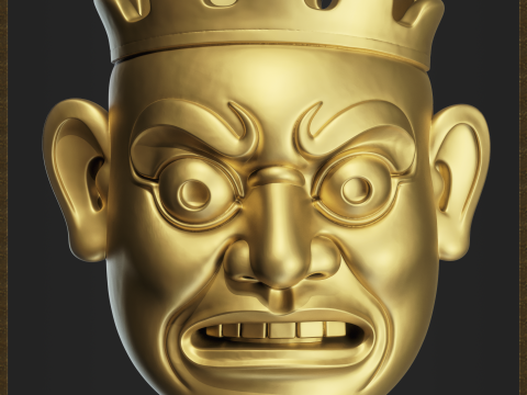 Angry Japan Mask Figurine Model Cetak 3D