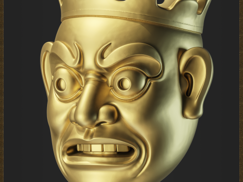 Angry Japan Mask Figurine Model Cetak 3D