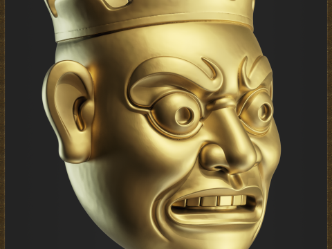 Angry Japan Mask Figurine Model Cetak 3D