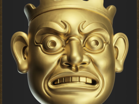 Angry Japan Mask Figurine Model Cetak 3D