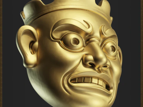 Angry Japan Mask Figurine 3D Print Model