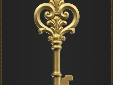 Elegant Antique Key Pendant 3D Baskı Modeli