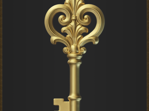 Elegant Antique Key Pendant 3D Baskı Modeli