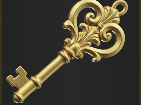 Elegant Antique Key Pendant 3D Baskı Modeli