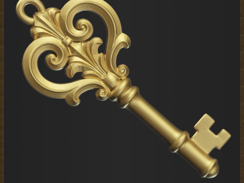 Elegant Antique Key Pendant 3D Baskı Modeli