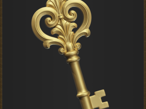 Elegant Antique Key Pendant 3D Baskı Modeli