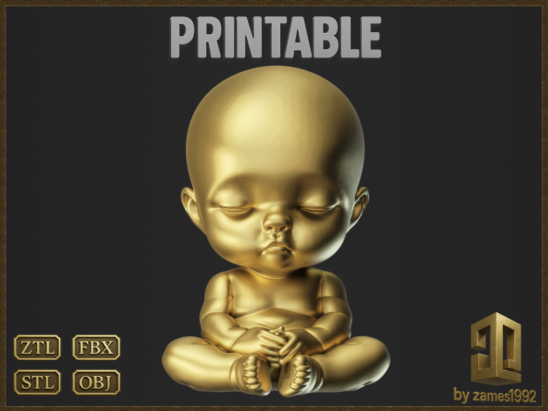 Meditating Baby Pendant 3D Print Model .c4d .max .obj .3ds .fbx .stl .blend 