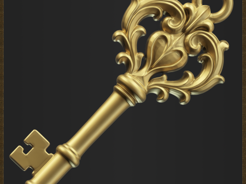 Ornate Vintage Key Pendant 3D Принт Модель