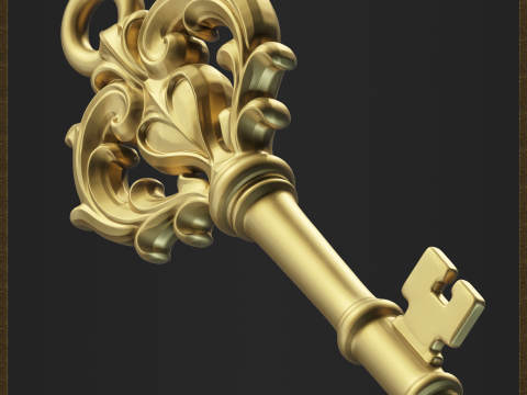 Ornate Vintage Key Pendant 3D Принт Модель