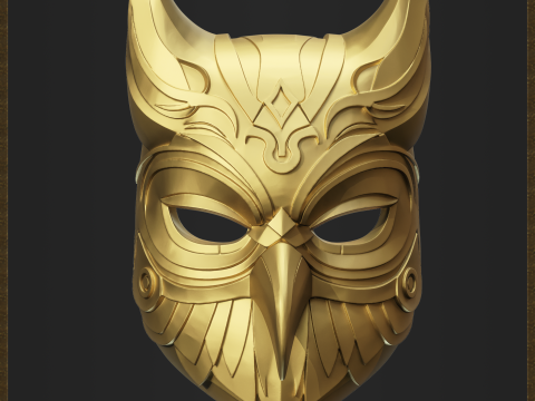 Ornate Owl Mask Helmet Modèles 3D en vedette