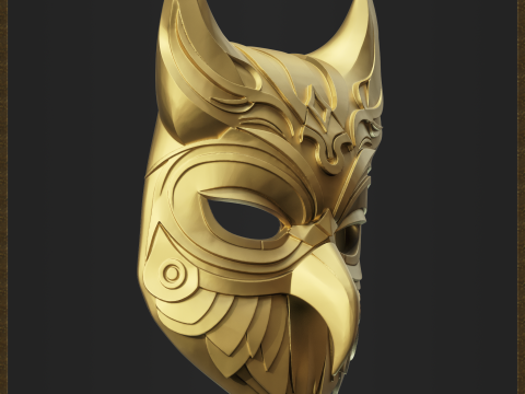 Ornate Owl Mask Helmet Modèles 3D en vedette