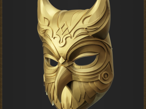 Ornate Owl Mask Helmet Modèles 3D en vedette