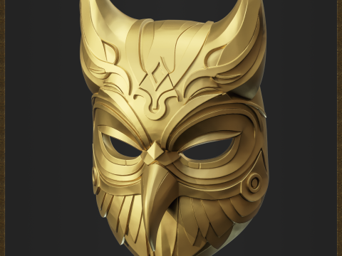 Ornate Owl Mask Helmet Modèles 3D en vedette