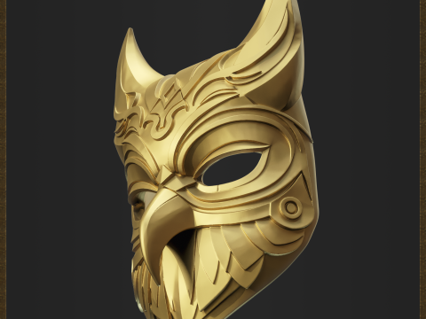 Ornate Owl Mask Helmet Modèles 3D en vedette