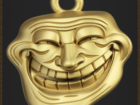 Meme Troll Face Pendant Model Cetak 3D