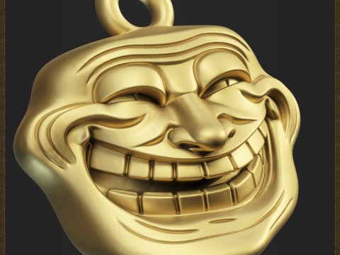 Meme Troll Face Pendant Model Cetak 3D