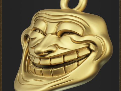 Meme Troll Face Pendant Model Cetak 3D