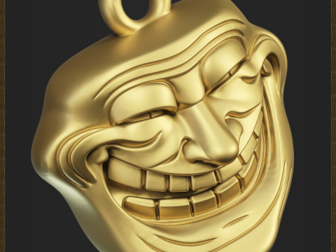 Meme Troll Face Pendant Model Cetak 3D