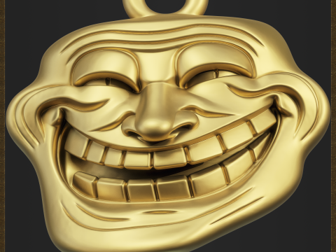 Meme Troll Face Pendant Model Cetak 3D