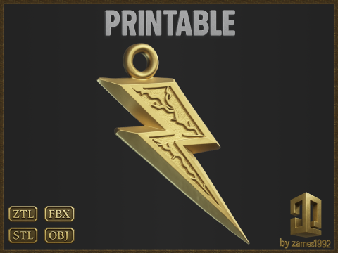 Lightning Bolt Pendant 3D Принт Модель