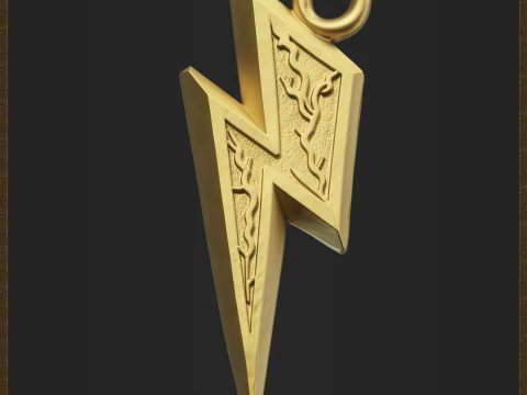 Lightning Bolt Pendant 3D Print Model