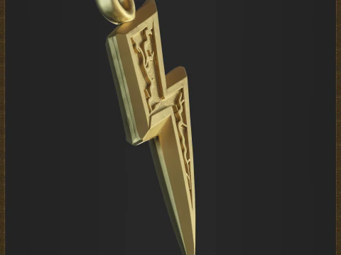 Lightning Bolt Pendant 3D Print Model