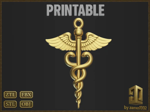 Wisior z kaduceuszem medycznym Model do druku 3D