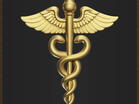 Медицинский кулон Кадуцей 3D Принт Модель