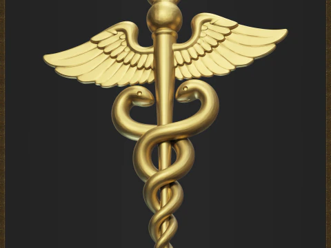 Медицинский кулон Кадуцей 3D Принт Модель