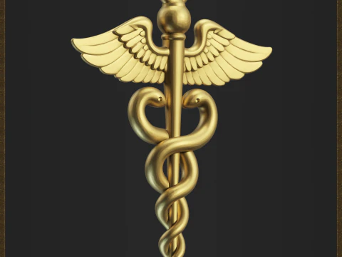 Медицинский кулон Кадуцей 3D Принт Модель