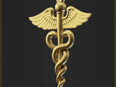 Медицинский кулон Кадуцей 3D Принт Модель