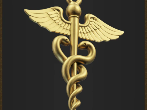 Медицинский кулон Кадуцей 3D Принт Модель