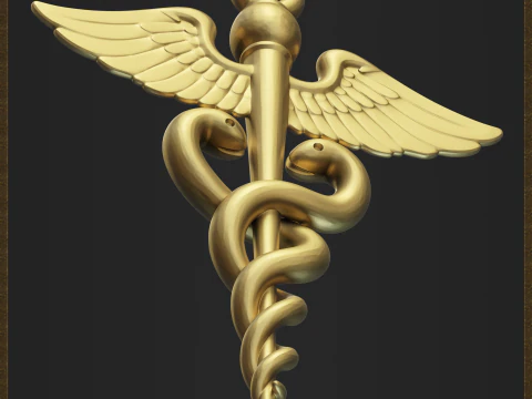Медицинский кулон Кадуцей 3D Принт Модель