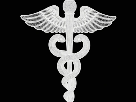 Медицинский кулон Кадуцей 3D Принт Модель