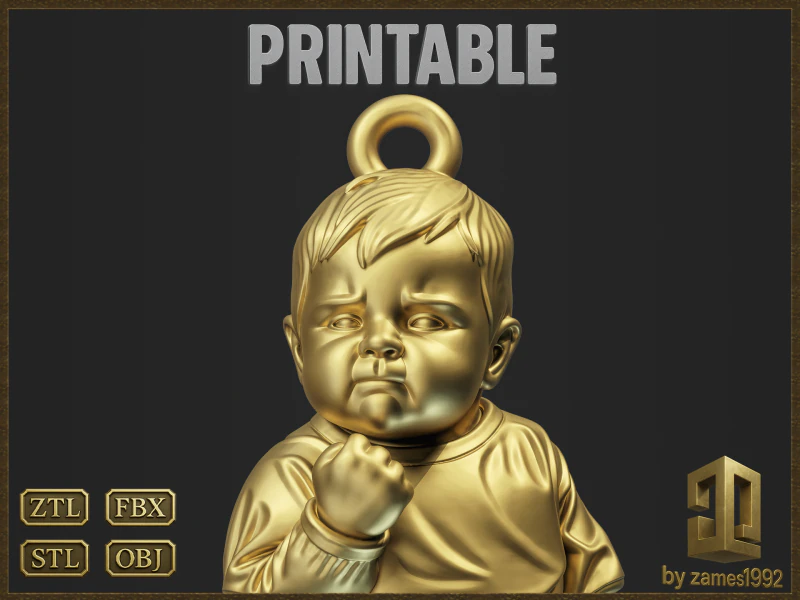 Meme Success Kid Pendant 3D Print Model .c4d .max .obj .3ds .fbx .stl .blend