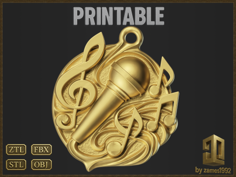 Music Microphone Pendant 3D Baskı Modeli