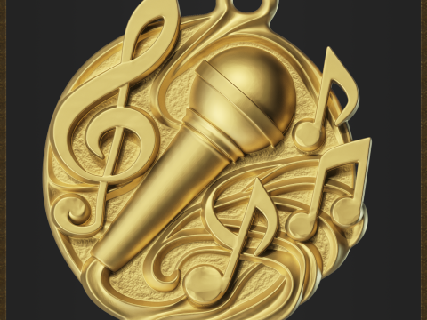 Music Microphone Pendant 3Dプリントモデル