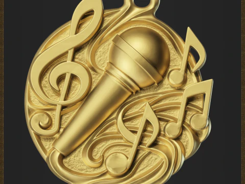Music Microphone Pendant 3D Print Model