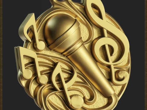 Music Microphone Pendant 3Dプリントモデル