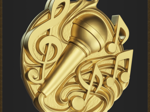 Music Microphone Pendant 3Dプリントモデル