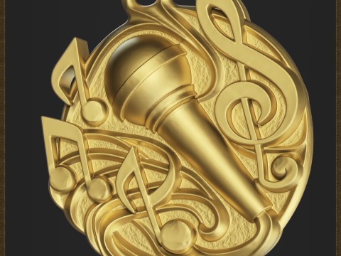Music Microphone Pendant 3Dプリントモデル