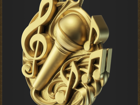 Music Microphone Pendant 3Dプリントモデル